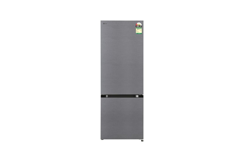 Front view of LG 340L Bottom Freezer Refrigerator, Door Cooling+™, Wi-Fi Convertible, Smart Inverter Compressor, Dazzle Steel , 1 Star GLB3416BCDS
