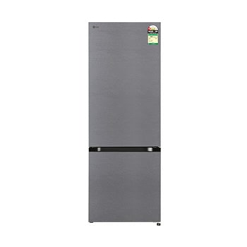 Front view of LG 340L Bottom Freezer Refrigerator, Door Cooling+™, Wi-Fi Convertible, Smart Inverter Compressor, Dazzle Steel , 1 Star GLB3416BCDS