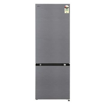 Front view of LG 340L Bottom Freezer Refrigerator, Door Cooling+™, Wi-Fi Convertible, Smart Inverter Compressor, Dazzle Steel , 1 Star GLB3416BCDS