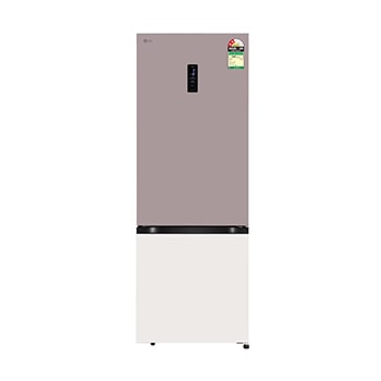 Front view of LG 340L Bottom Freezer Refrigerator, Wi-Fi Convertible, Door Cooling+™, Metal Fresh, Clay Pink Tango, 2 Star GLB3426BFPT