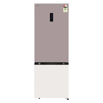 Front view of LG 340L Bottom Freezer Refrigerator, Wi-Fi Convertible, Door Cooling+™, Metal Fresh, Clay Pink Tango, 2 Star GLB3426BFPT