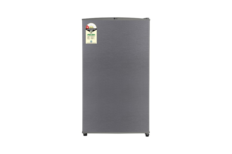 Front view of LG 90 L Single Door Refrigerator, Mini Bar, Chiller Tray, Anti-Bacterial Gasket, Dazzle Steel, 1 Star GLD0916VRDS