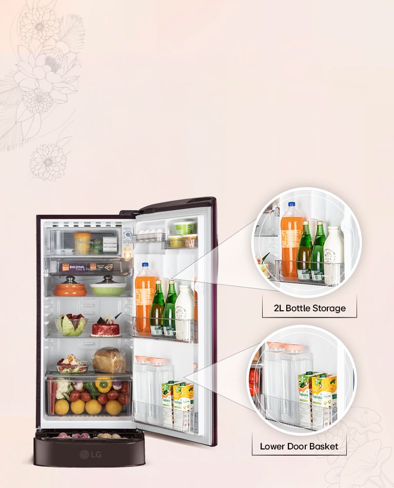 Lower Door Basket and 2L Bottle Storage