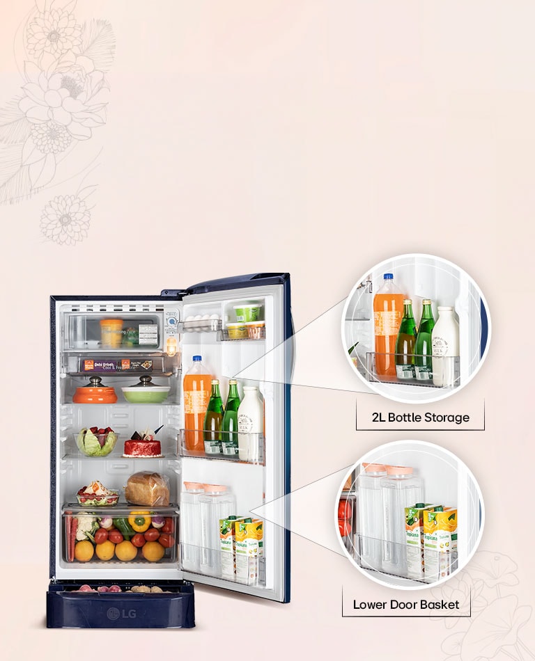 Lower Door Basket and 2L Bottle Storage