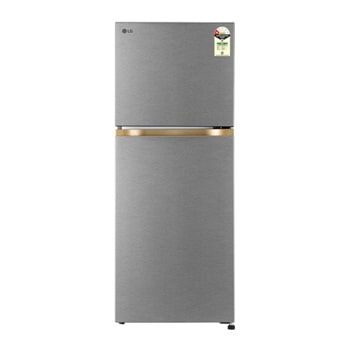 Front view of LG 225L Double Door Refrigerator with Smart Mode, Auto Smart Connect, Smart Inverter Compressor, Multi Air Flow, Dazzle Steel, 2 Star GLT2216WYDS