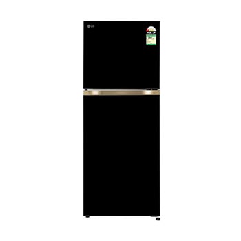Front view of LG 225L Double Door Refrigerator, Smart Inverter Compressor, Smart Mode, Onyx Black, 1 Star GLT2216WYOB