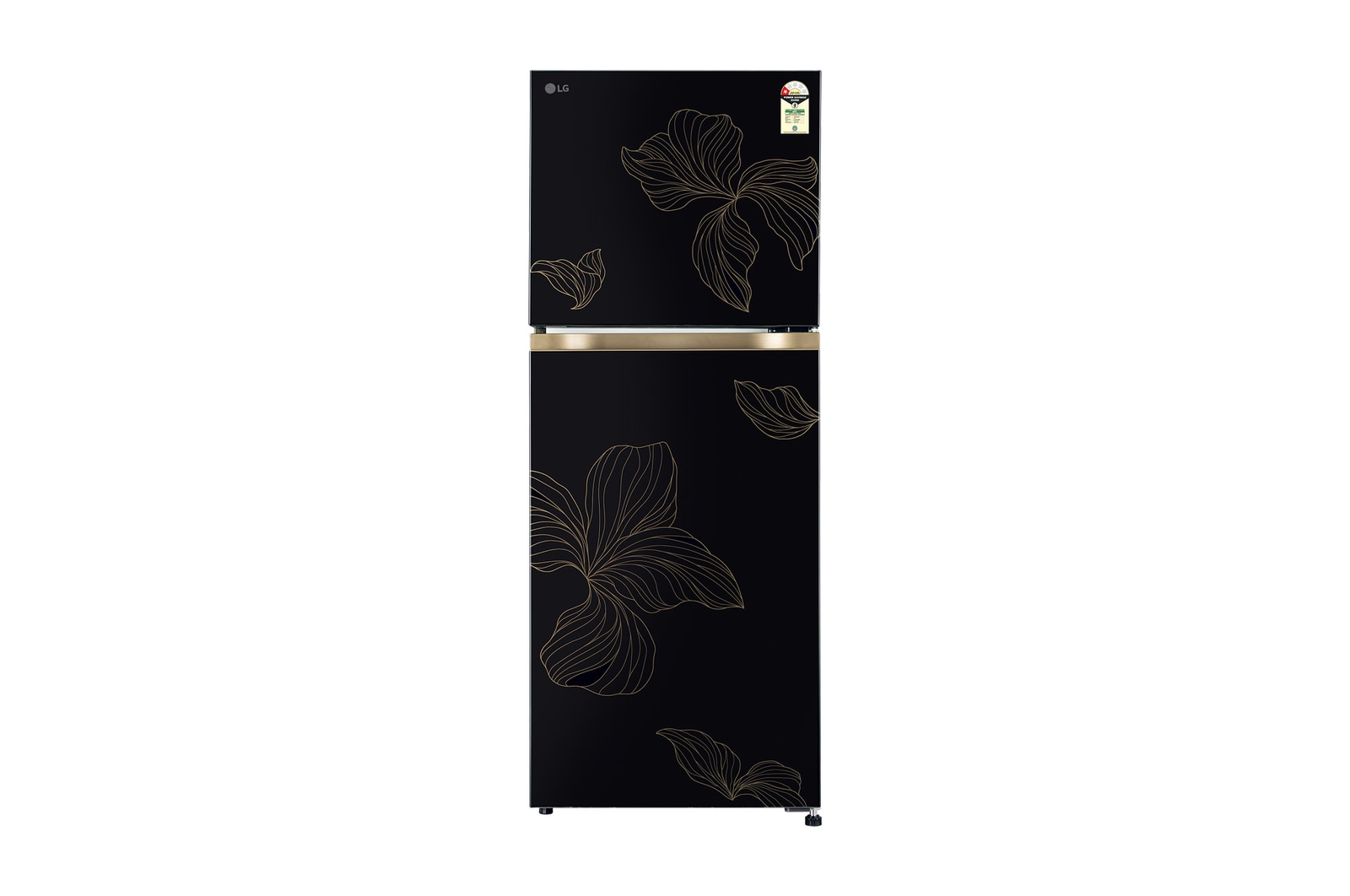 Front view of LG 225L Double Door Refrigerator with Smart Mode, Auto Smart Connect, Smart Inverter Compressor, Multi Air Flow, Radiant Onyx, 1 Star GLT2216WYRO