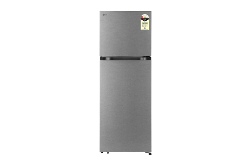 Front view of LG 251L Double Door Refrigerator with Smart Mode, Auto Smart Connect, Smart Inverter Compressor, Multi Air Flow, Dazzle Steel, 1 Star GLT2516WXDS