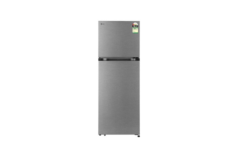 Front view of LG 251L Double Door Refrigerator with Smart Mode, Auto Smart Connect, Smart Inverter Compressor, Multi Air Flow, Dazzle Steel, 1 Star GLT2516WXDS