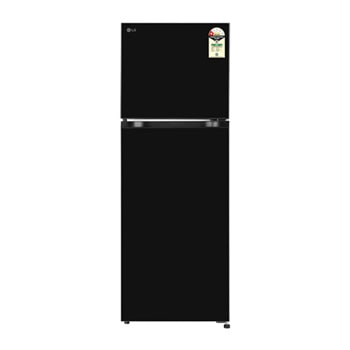 Front view of LG 251L Double Door Refrigerator, Convertible, Auto Smart Connect, Smart Inverter Compressor, Multi Air Flow, Onyx Black, 1 Star GLT2516XWOB