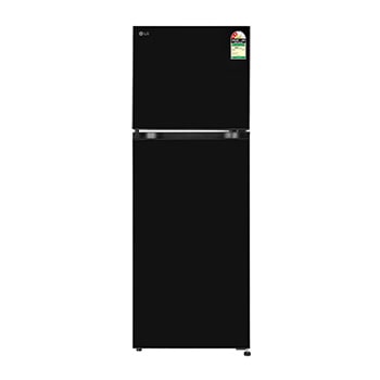 Front view of LG 251L Double Door Refrigerator with Smart Mode, Smart Inverter Compressor, Onyx Black, 2 Star GLT2526WWOB