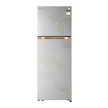 Front view of LG 251L Double Door Refrigerator, Convertible, Auto Smart Connect, Smart Inverter Compressor, Multi Air Flow, Radiant Inox, 2 Star GLT2526XWRI