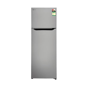 Front view of LG 288 L Double Door Refrigerator, Convertible, Multi Air Flow, Shiny Steel, 2 Star GLT2926PDPZ