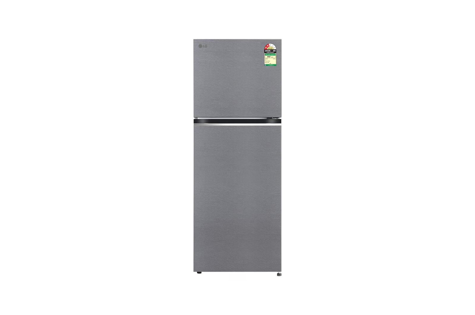 Front view of LG 322 L Double Door Refrigerator, Smart Inverter Compressor, Smart Diagnosis, Auto Smart Connect, Dazzle Steel, 2 Star GLT3226SNDS