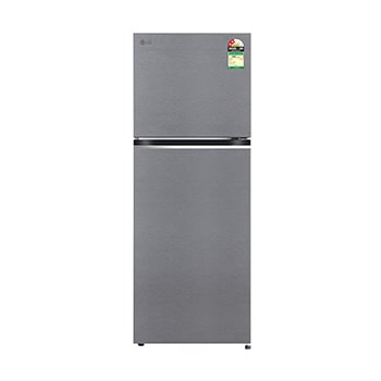Front view of LG 322 L Double Door Refrigerator, Smart Inverter Compressor, Smart Diagnosis, Auto Smart Connect, Dazzle Steel, 2 Star GLT3226SNDS