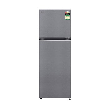 Front view of LG 343L Double Door Refrigerator, Smart Diagnosis™, Dazzle Steel, 1 Star GLT3416NFDS