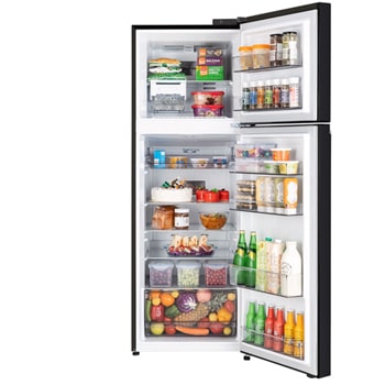 LG 343L Double Door Refrigerator, Convertible, Smart Diagnosis™, Black Mirror Finish, 2 Star, GL-S382SBMY, Door Open