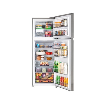 LG 343L Double Door Refrigerator, Convertible, Smart Diagnosis™, Shiny Steel Finish, Dazzle Steel, 2 Star, GLT3426SNDS