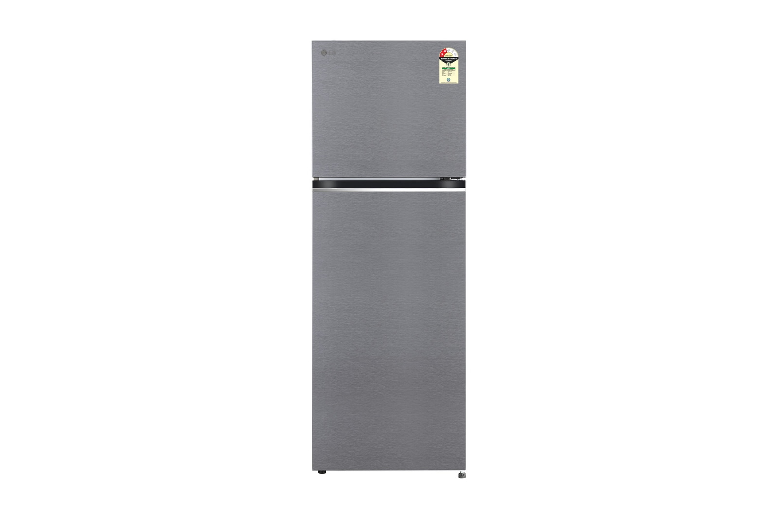 Front view of LG 343L Double Door Refrigerator, Convertible, Smart Diagnosis™, Shiny Steel Finish, Dazzle Steel, 2 Star GLT3426SNDS