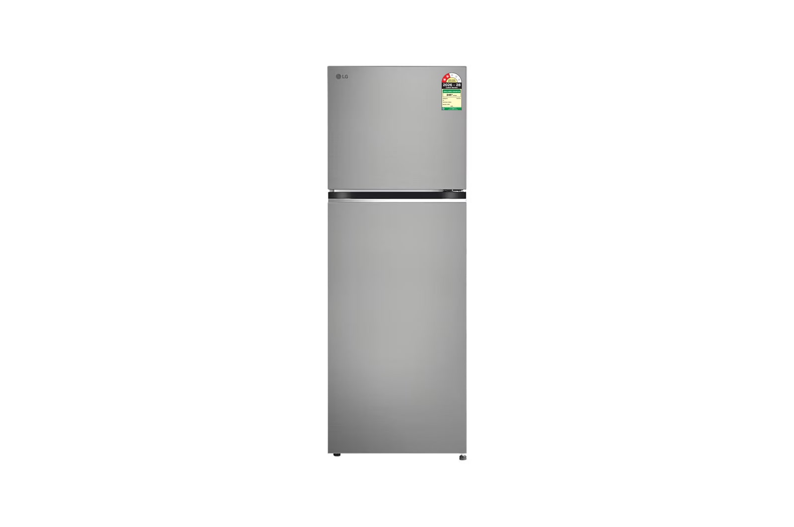 Front view of LG 343L Double Door Refrigerator, Convertible, Smart Diagnosis™, Shiny Steel, 2 Star GLT3426SNPZ