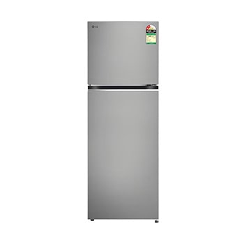 Front view of LG 343L Double Door Refrigerator, Convertible, Smart Diagnosis™, Shiny Steel, 2 Star GLT3426SNPZ