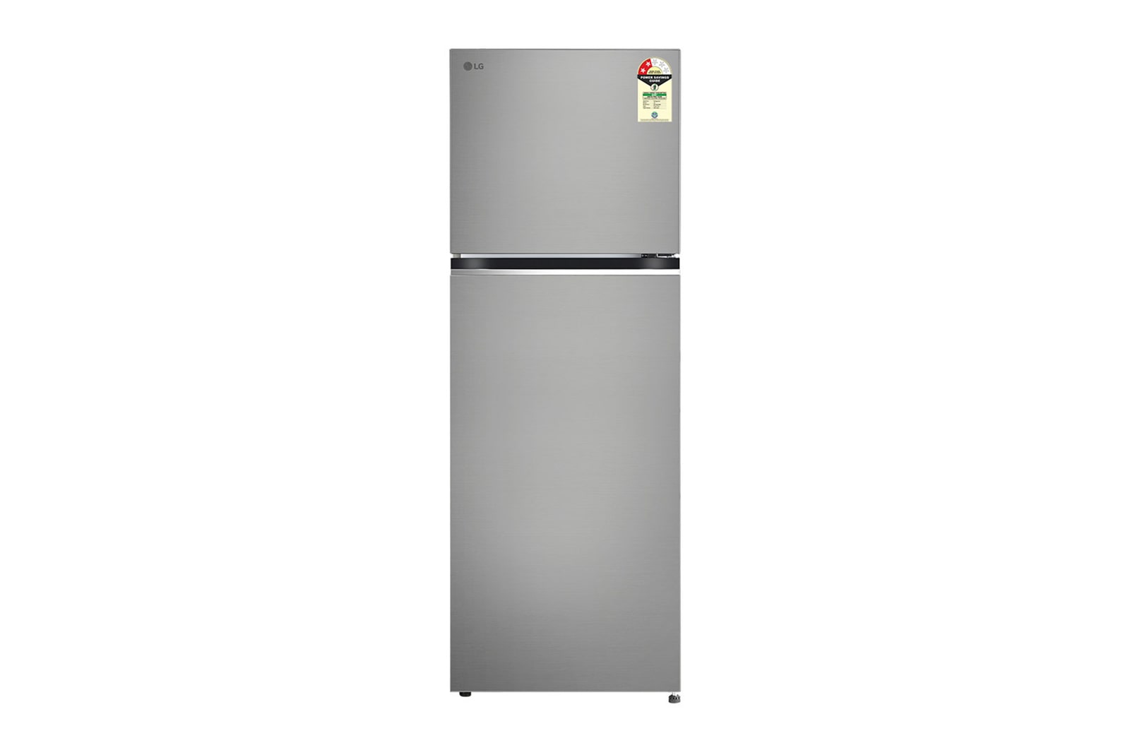 Front view of LG 343L Double Door Refrigerator, Convertible, Smart Diagnosis™, Shiny Steel, 2 Star GLT3426SNPZ