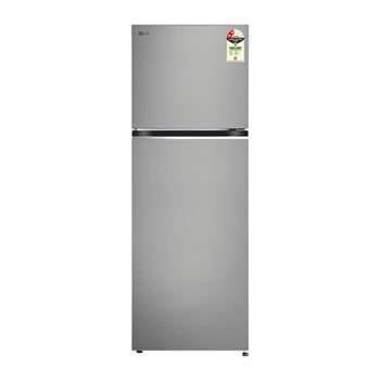 Front view of LG 343L Double Door Refrigerator, Convertible, Smart Diagnosis™, Shiny Steel, 2 Star GLT3426SNPZ