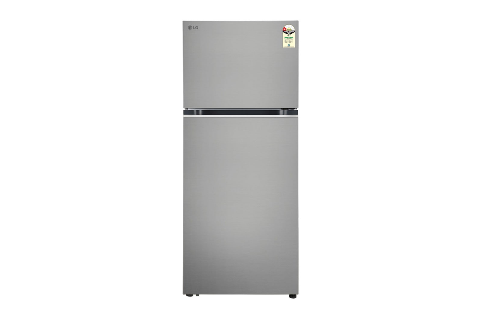 Front view of LG 380L Convertible Double Door Refrigerator in Shiny Steel Finish, 3 Star GLT3836SNPZ