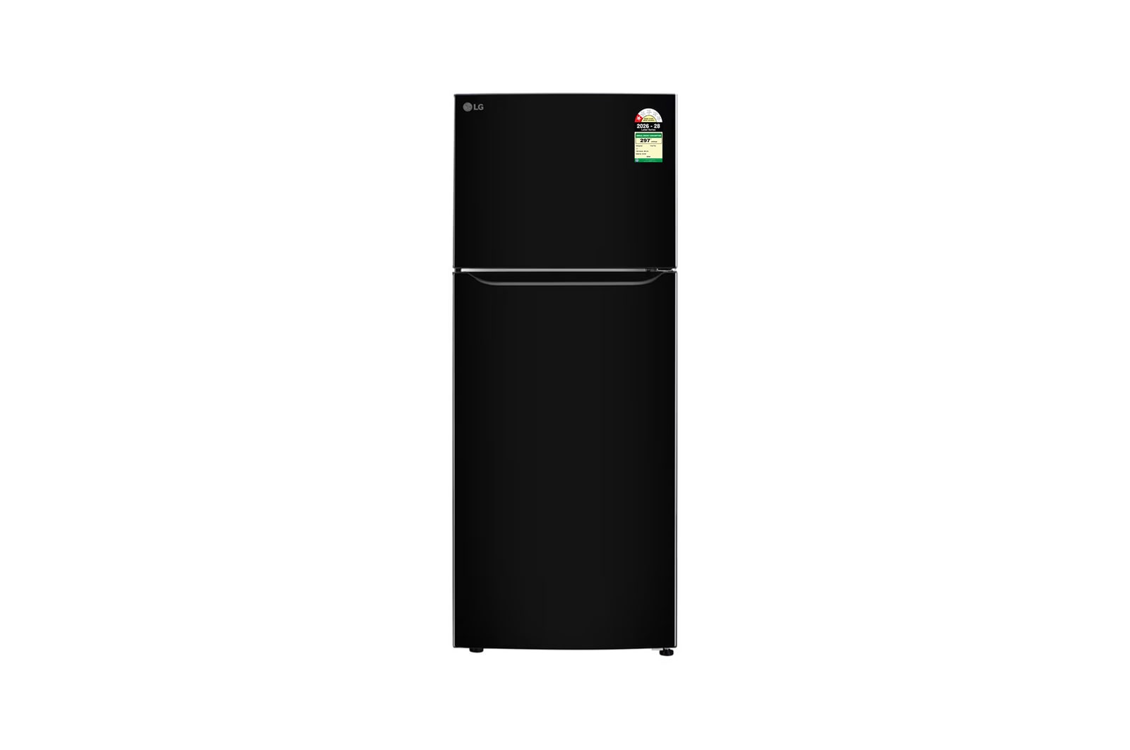 Front view of LG 446L Double Door Refrigerator, Convertible, Smart Diagnosis™, DoorCooling+™, Ebony Sheen Finish, 1 Star GLT4416CCES