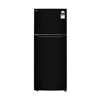 Front view of LG 446L Double Door Refrigerator, Convertible, Smart Diagnosis™, DoorCooling+™, Ebony Sheen Finish, 1 Star GLT4416CCES