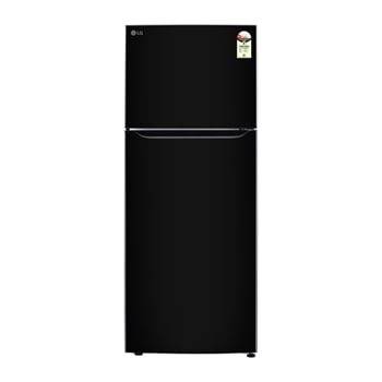 Front view of LG 446L Double Door Refrigerator, Convertible, Smart Diagnosis™, DoorCooling+™, Ebony Sheen Finish, 1 Star GLT4416CCES