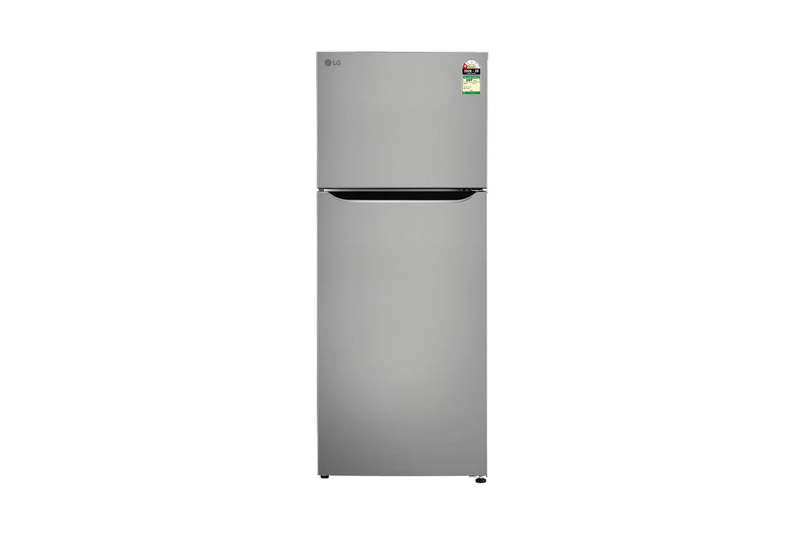 Front view of LG 446L Double Door Refrigerator, Convertible, Smart Diagnosis™, DoorCooling+™, Shiny Steel, 1 Star GLT4416CCPZ