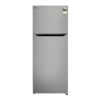 Front view of LG 446L Double Door Refrigerator, Convertible, Smart Diagnosis™, DoorCooling+™, Shiny Steel, 1 Star GLT4416CCPZ