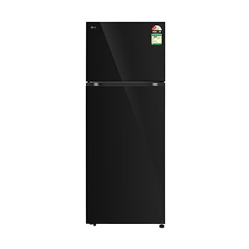 Front view of LG 466L Double Door Refrigerator, Wifi Convertible, Door Cooling+™, Black Mirror Finish, 2 Star GLT4626TEBM
