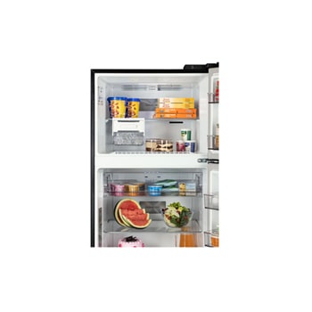 LG 466L Double Door Refrigerator, Smart Inverter Compressor, Wi-Fi, Door Cooling™, Ebony Sheen Finish, 2-Star, GL-T492MESY, Door Open