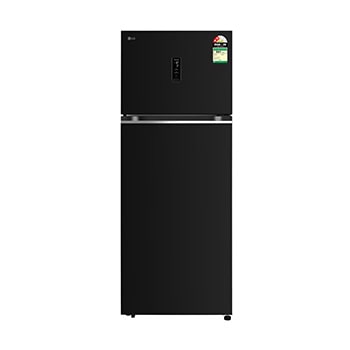 Front view of LG 466L Double Door Refrigerator, Smart Inverter Compressor, Wi-Fi, Door Cooling™, Ebony Sheen Finish, 2-Star GLT4626TMES