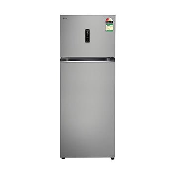 Front view of LG 466L 2-Star Double Door Refrigerator with Smart Inverter Compressor, Door Cooling™ in Shiny Steel Finish GLT4626TMPZ
