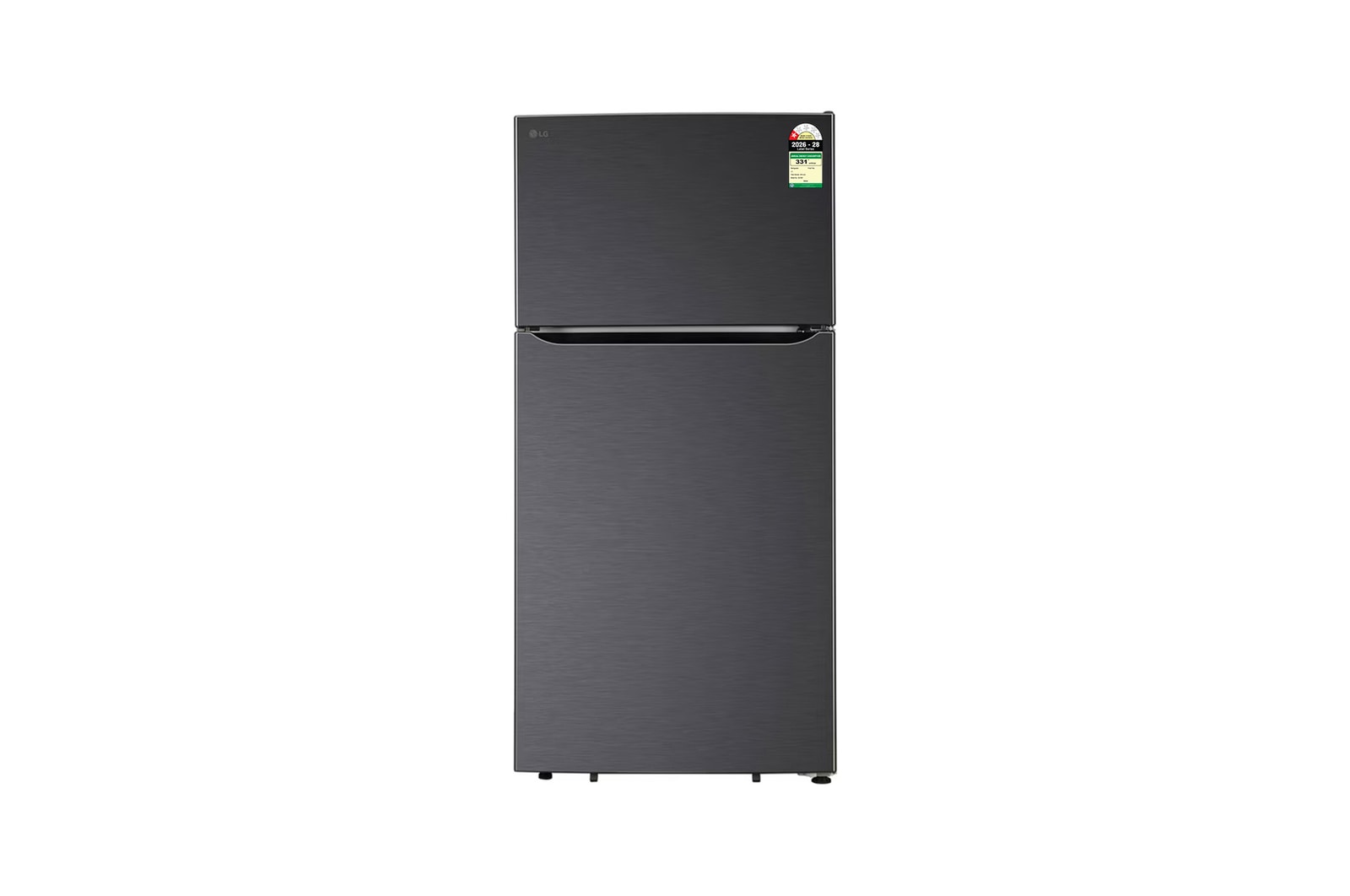 Front view of LG 674 L Double Door Refrigerator, Smart Inverter Compressor, Matt Black, 1 Star GLT6816ODMC