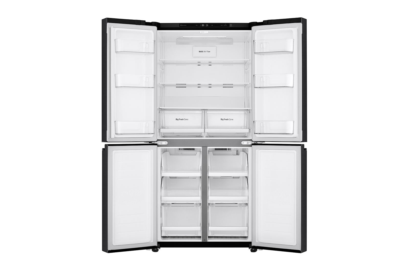 LG 530L, French Door Refrigerator with Smart Inverter Compressor, Multi Air Flow, Linear Cooling, Smart Diagnosis™ with Matte Black Finish, GC-B22FTQVB