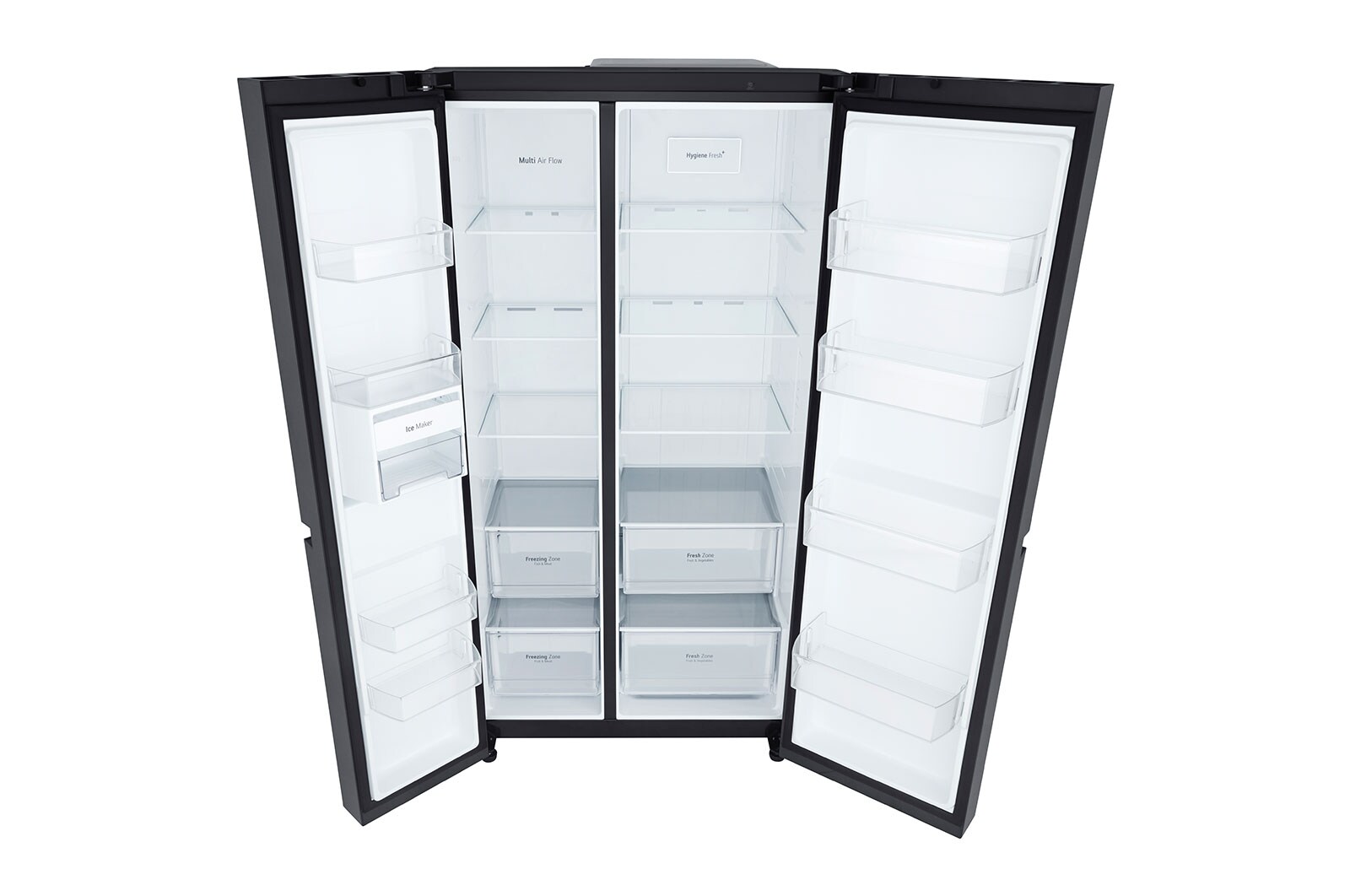LG 694L, Side by Side Refrigerator with Premium Glass Door, Smart Inverter Compressor, Hygiene Fresh+™, DoorCooling+™, Smart Diagnosis™, GC-B257UGLW