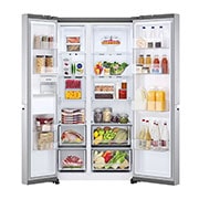 LG 833L, Side by Side Refrigerator with Smart Inverter Compressor, Hygiene Fresh+™, Door Cooling+™, Smart ThinQ™, Brushed Steel Finish, GC-B307SSVL