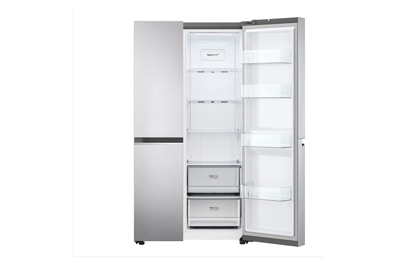 LG 833L, Side by Side Refrigerator with Smart Inverter Compressor, Hygiene Fresh+™, Door Cooling+™, Smart ThinQ™, Brushed Steel Finish, GC-B307SSVL