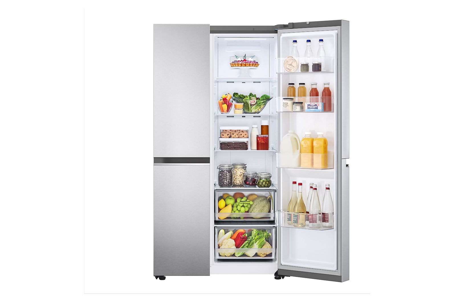 LG 833L, Side by Side Refrigerator with Smart Inverter Compressor, Hygiene Fresh+™, Door Cooling+™, Smart ThinQ™, Brushed Steel Finish, GC-B307SSVL