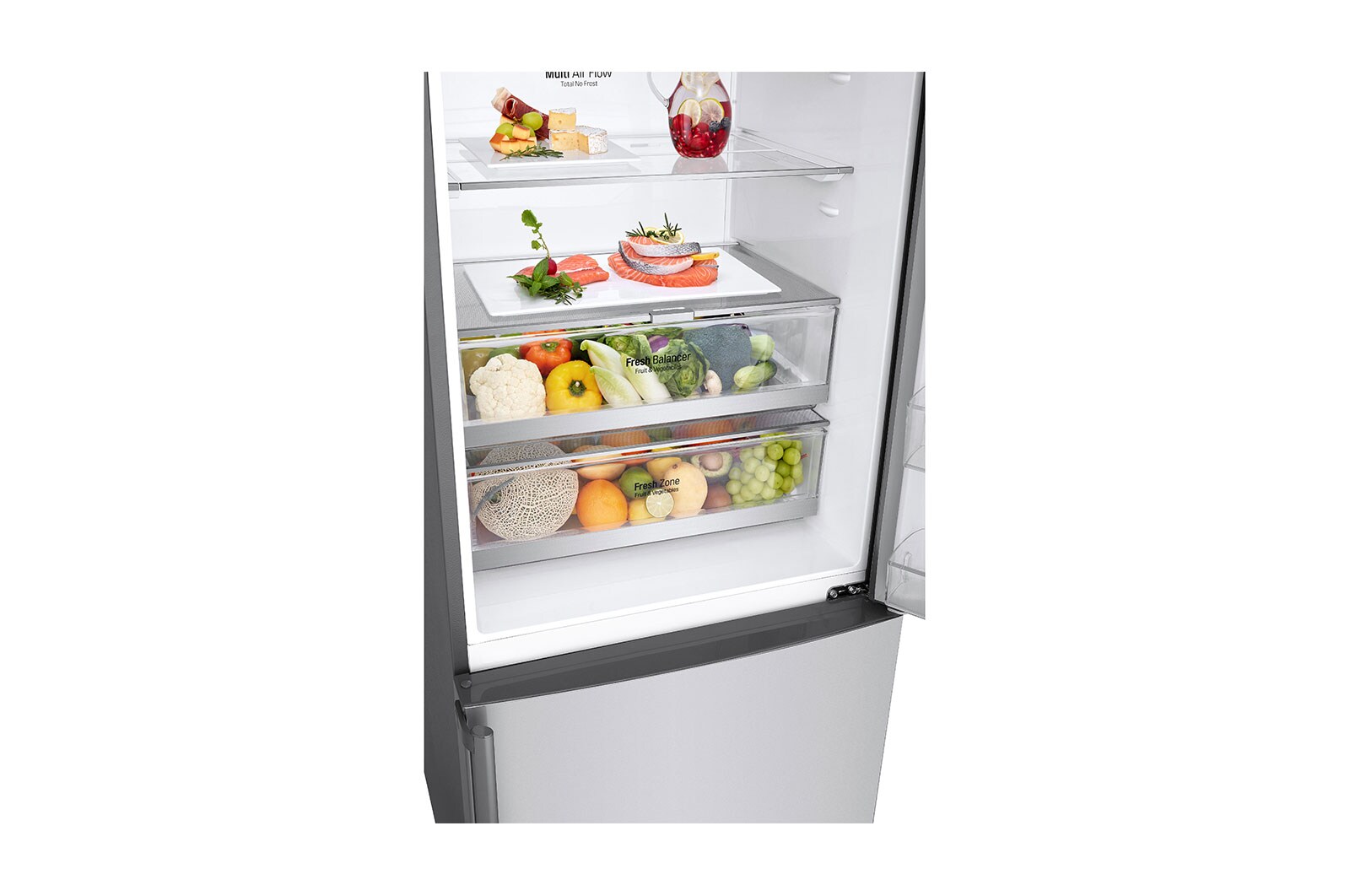 LG 494L, 2 Star, Bottom Freezer, Inverter Linear Compressor, Shiny Steel Finish, Double Door Refrigerator, GC-B569BLCF