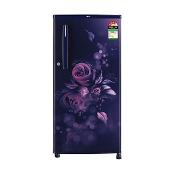 Front view of LG 185L Single Door Refrigerator, Base Stand Drawer, Smart Inverter Compressor, Blue Euphoria, 4 Star GL-B199OBEY