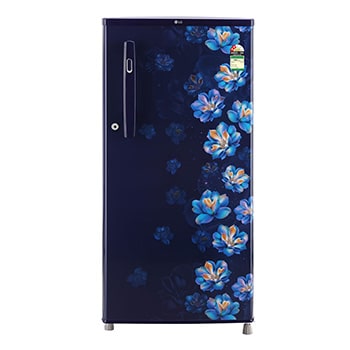Front view of LG 185L Single Door Refrigerator, Toughened Glass Shelves, Blue Jasmine, 2 Star GL-B199OBJC