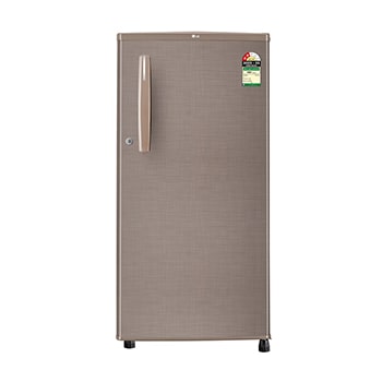 Front view of LG 185 L Single Door Refrigerator, Anti-Bacterial Gasket, Toughened Glass Shelves, Fawn Steel, 2 Star GL-B199OFSC