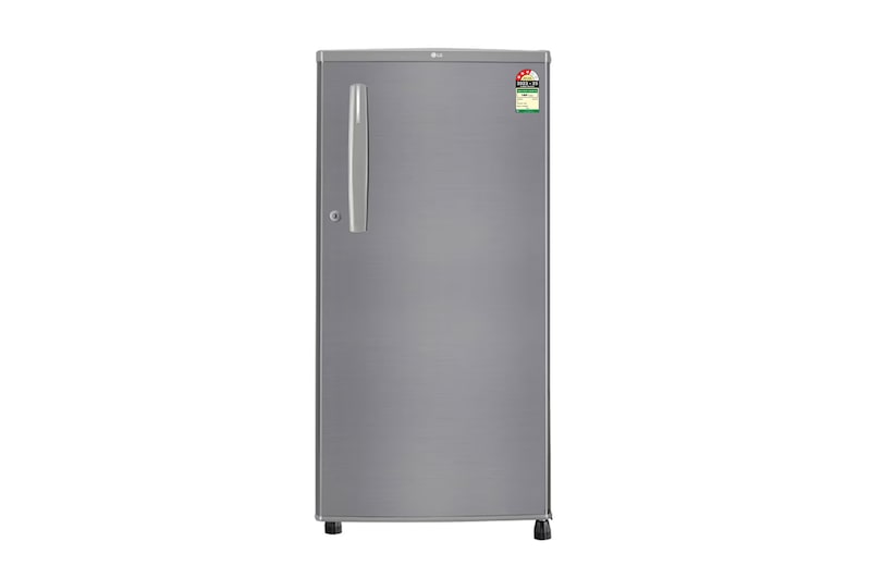 Front view of LG 185L, 3 Star, Shiny Steel Finish, Direct Cool Single Door Refrigerator GL-B199OPZD