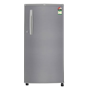 Front view of LG 185L, 3 Star, Shiny Steel Finish, Direct Cool Single Door Refrigerator GL-B199OPZD