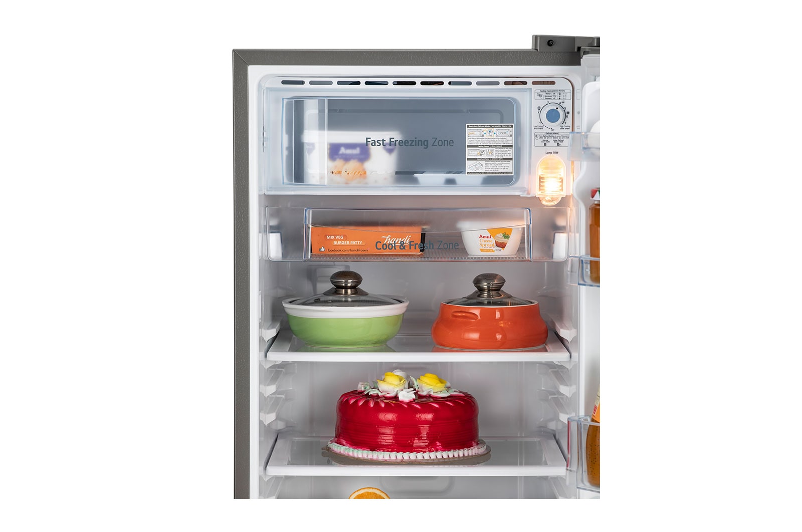LG  LG 185L, 3 Star, Shiny Steel Finish, Direct Cool Single Door Refrigerator, GL-B199OPZD